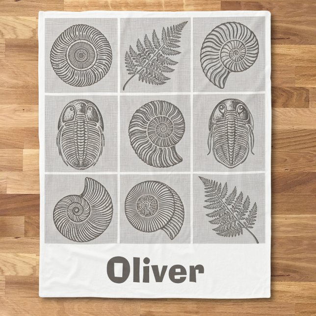 Vintage Fossil & Fern Pattern Fleece Blanket (Creator Uploaded)