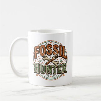 Vintage Fossil Hunter Paleontology Badge Coffee Mug