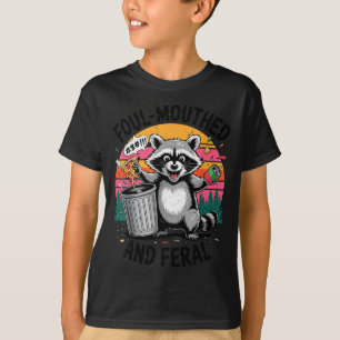 Vintage Foul-mouthed & Feral Raccoon Retro Fun T-Shirt