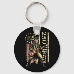 Vintage Founding Father Playing Guitar 250 Years Key Ring