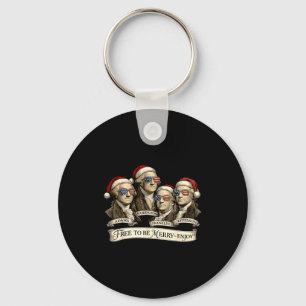 Vintage Founding Fathers Santa Hats Patriotic Chri Key Ring