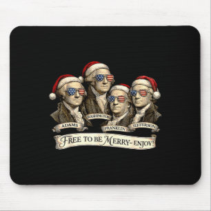 Vintage Founding Fathers Santa Hats Patriotic Chri Mouse Mat