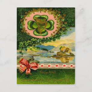 Vintage Four Leaf Clover Shamrock St Patrick's Day Postcard