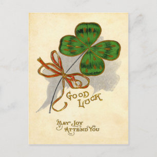 Vintage Four Leaf Clover St Patrick's Day Card