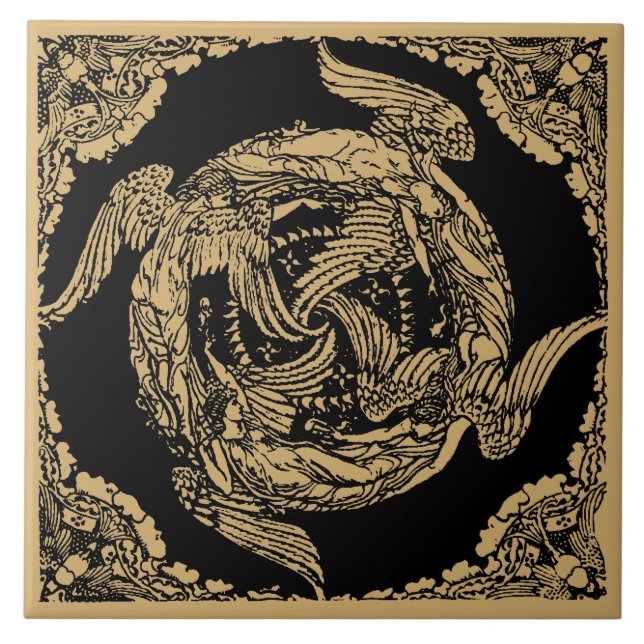 Vintage Four Winds/Angels by Walter Crane Tile (Front)