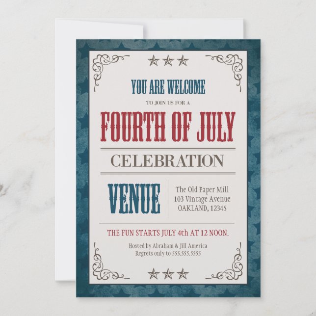 Vintage Fourth of July Celebration Invitation (Front)