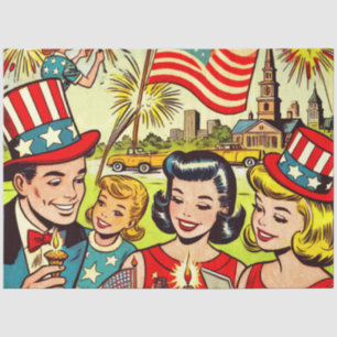 Vintage Fourth of July Family Comics Tissue Paper