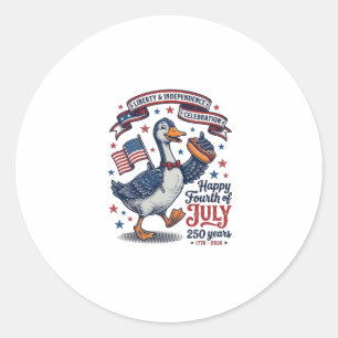 Vintage Fourth of July Goose 250 Years Shirt Desig Classic Round Sticker