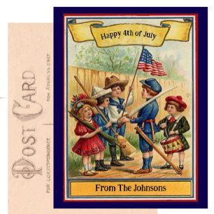  Vintage Fourth of July Patriotic Custom Name Postcard