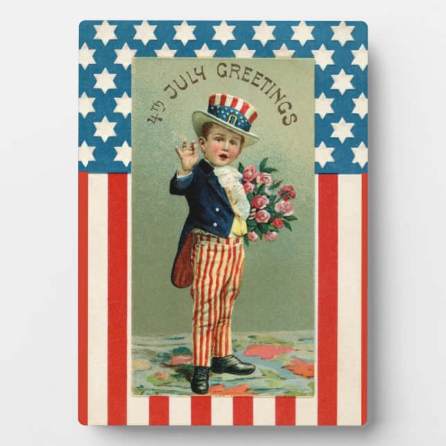 Vintage Fourth of July Young Uncle Sam Plaque (Front)
