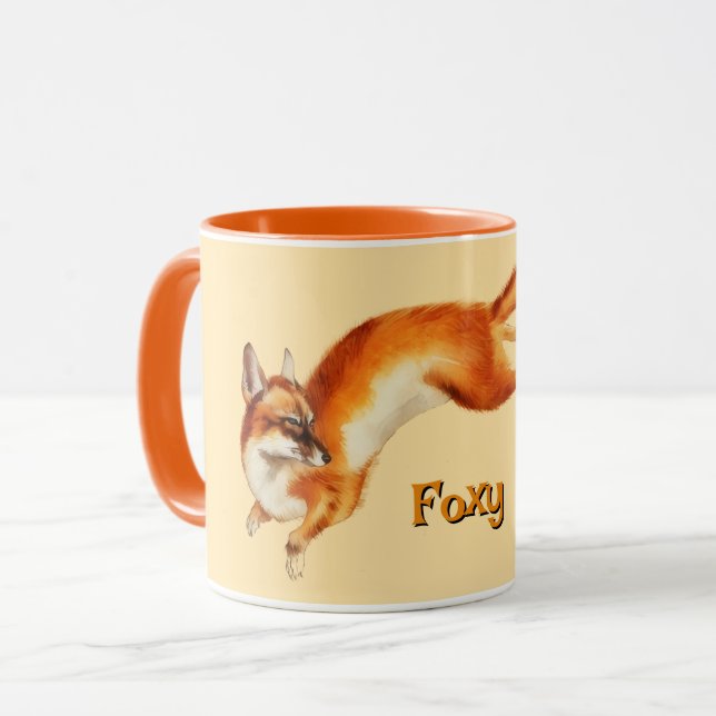 Vintage Fox Art Foxy Mug Cup (Front Left)