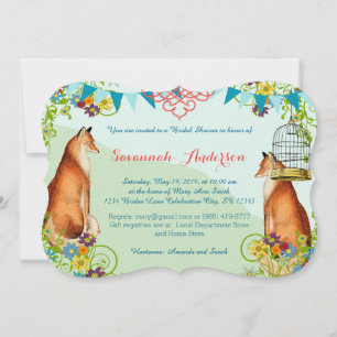 Vintage Fox Bunting Garden Bridal Shower Invites