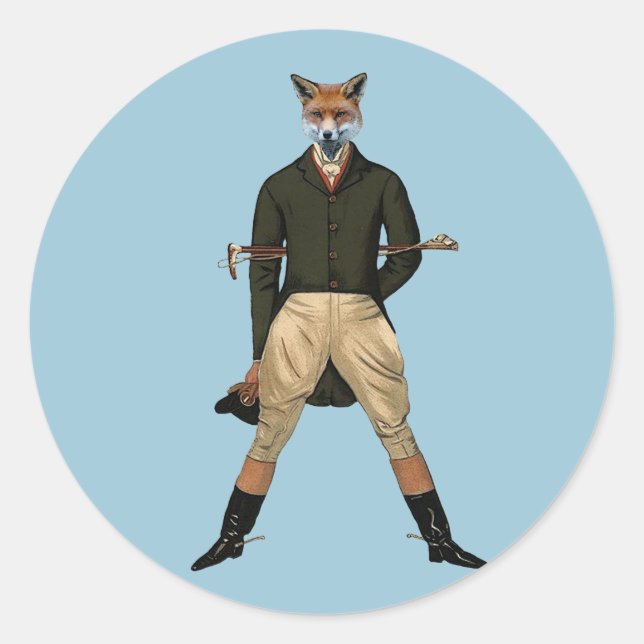 Vintage fox Hunting Classic Round Sticker (Front)