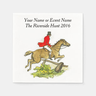 Vintage Fox Hunting Horse and Rider Custom Event Napkin
