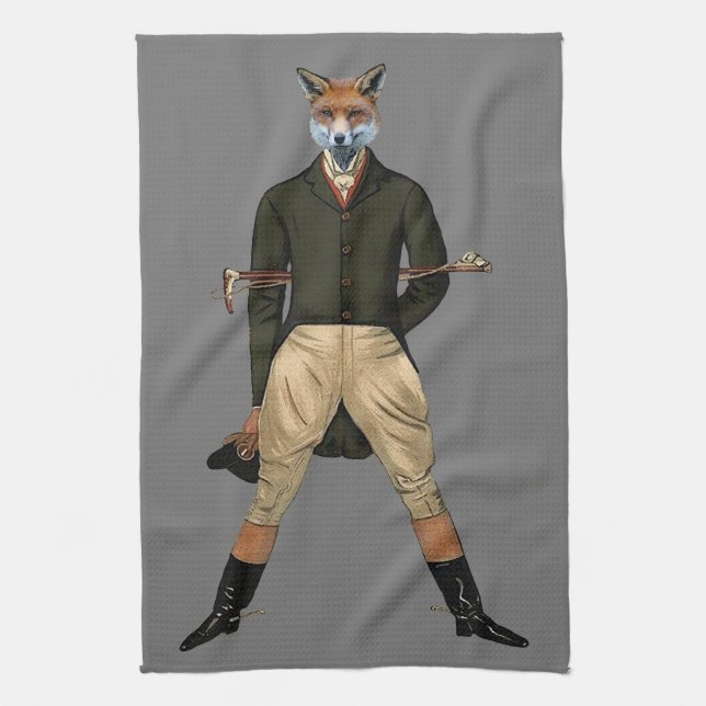 Vintage fox Hunting Tea Towel (Vertical)