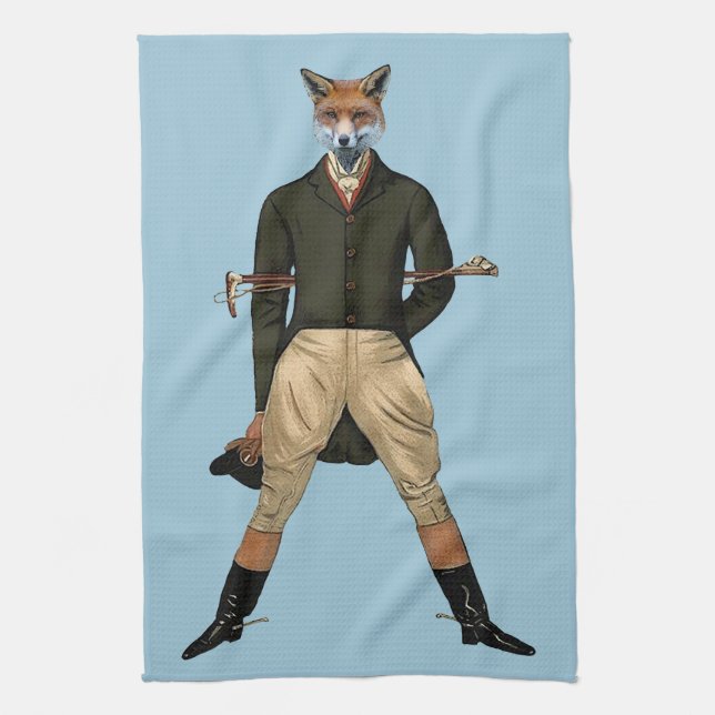 Vintage fox Hunting Tea Towel (Vertical)