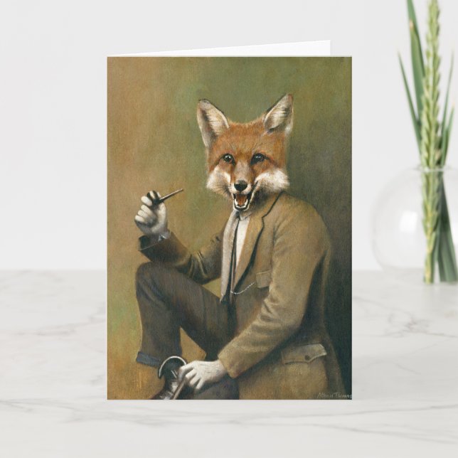 Vintage Fox In Suit Greetings Card (Front)