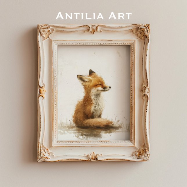 Vintage Fox Painting Woodland Animal  Poster (Creator Uploaded)