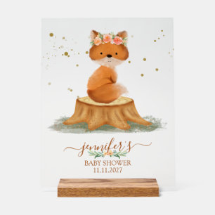 Vintage Fox Rose Baby Shower Shabby Chic Acrylic Sign