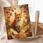 Vintage Fox Woodland Autumn Leaves Nature Postcard<br><div class="desc">This autumn-themed postcard features a striking red fox surrounded by falling leaves and vintage papers, set against a warm, golden woodland backdrop. Perfect for nature lovers, fall enthusiasts, and junk journal crafters, this card captures the essence of rustic, cosy woodland charm. Ideal for seasonal greetings, journalling, or display as a...</div>