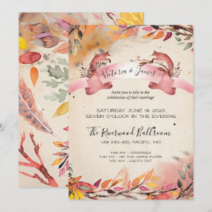 Vintage Foxes Evening Only Wedding Invitation