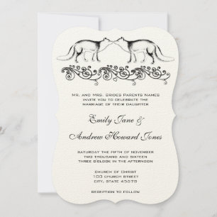 Vintage Foxes Wedding Invitation