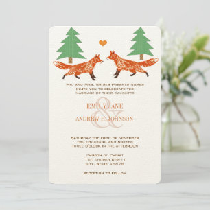 Vintage Foxes Wedding Invitation