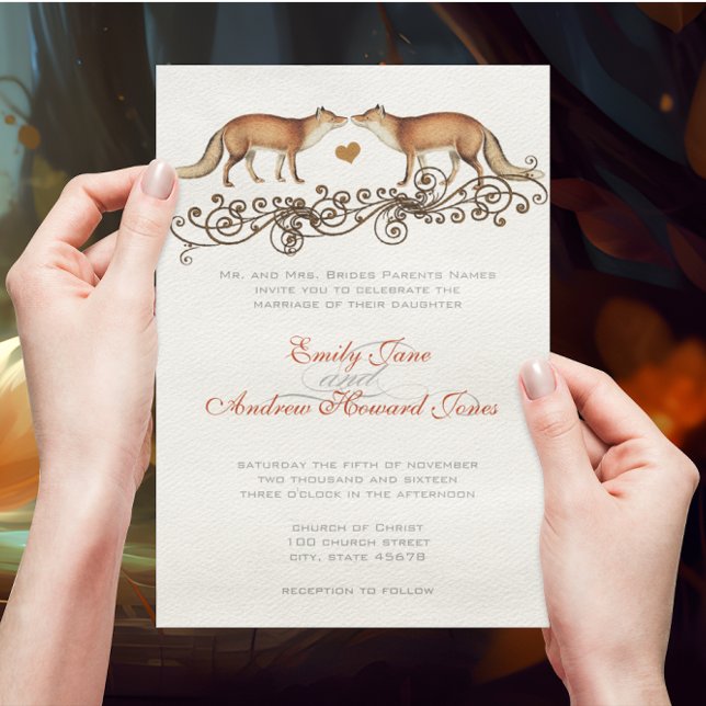 Vintage Foxes Wedding Invitation (Creator Uploaded)