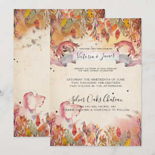 Vintage Foxes Wedding Invitation