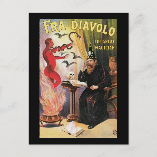 Vintage Fra Diavolo The Great Magician Poster Postcard (Front)