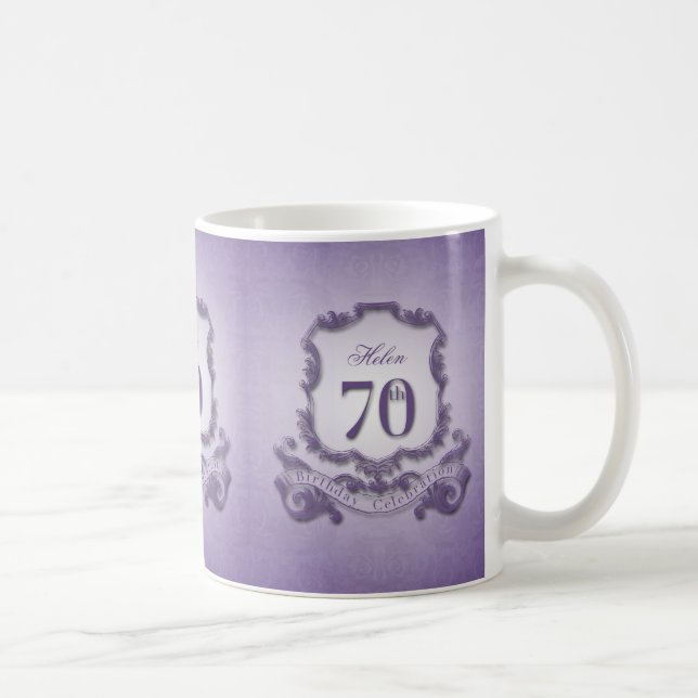 Vintage Frame 70th Birthday Celebration Mug (Right)