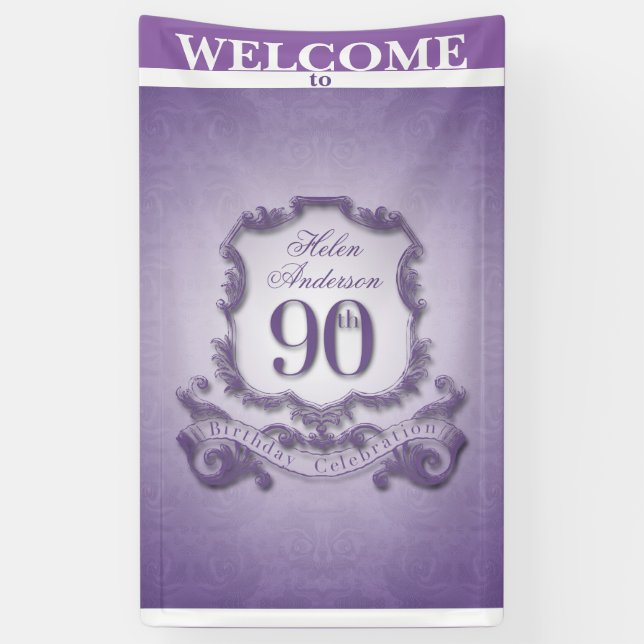 Vintage frame 90th Birthday celebration Banner (Vertical)