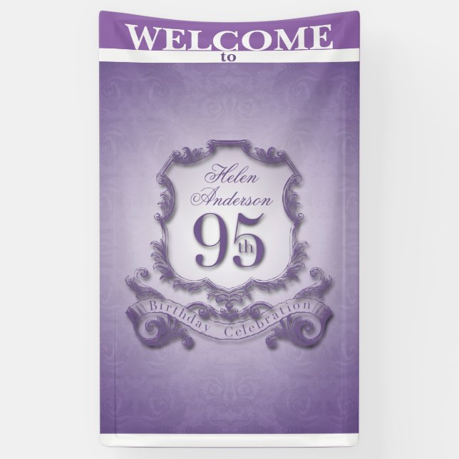 Vintage frame 95th Birthday celebration Banner (Vertical)
