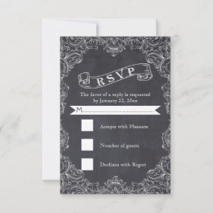 Vintage frame and chalkboard wedding RSVP Card