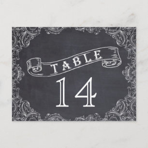 Vintage frame and chalkboard wedding table number postcard