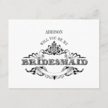 Vintage Frame Be My Bridesmaid Card