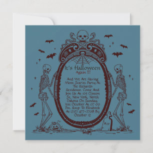 Vintage Frame Blue Halloween Party Invitation