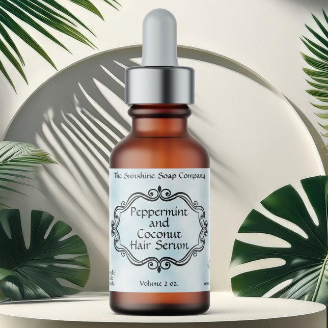 Vintage frame blue parchment dropper bottle label (Creator Uploaded)