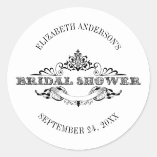 Vintage Frame Bridal Shower Classic Round Sticker