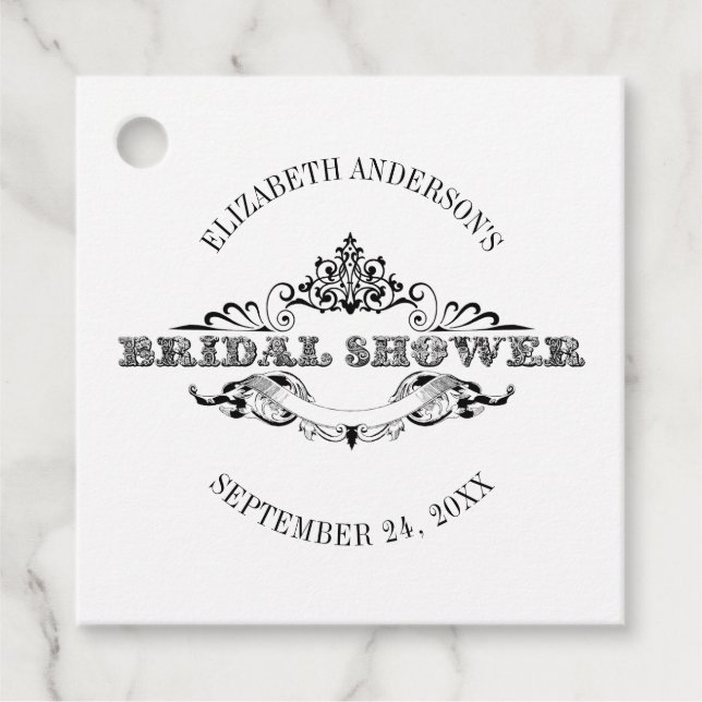 Vintage Frame Bridal Shower Favour Tags (Front)