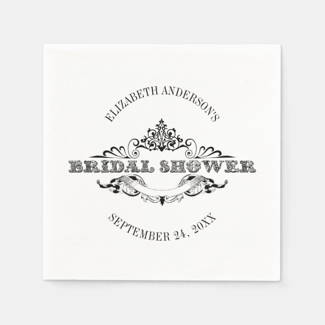 Vintage Frame Bridal Shower Napkin (Front)