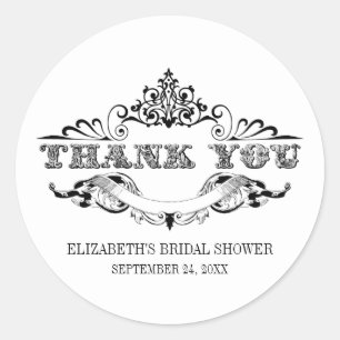 Vintage Frame Bridal Shower Thank You Classic Round Sticker