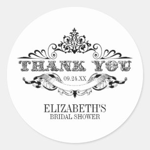 Vintage Frame Bridal Shower Thank You Classic Round Sticker