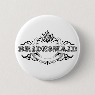 Vintage Frame Bridesmaid Bridal Party Wedding 6 Cm Round Badge