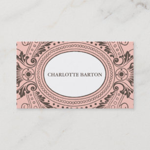 Vintage Frame Calling Card in Pink and Brown