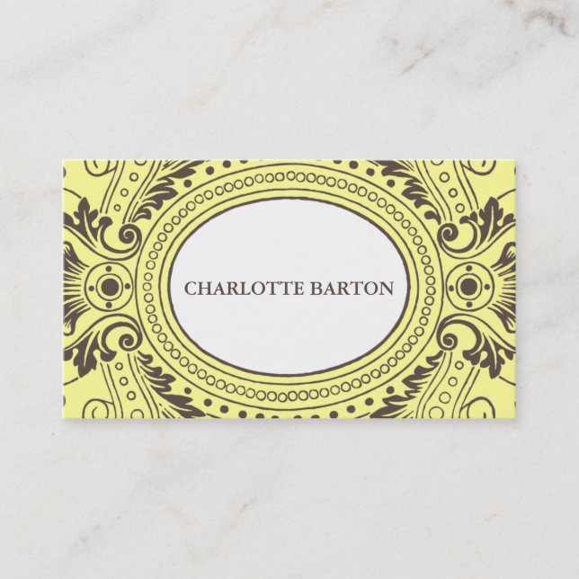 Vintage Frame Calling Card in Yellow and Brown (Front)