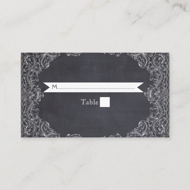 Vintage frame & chalkboard wedding place card (Front)