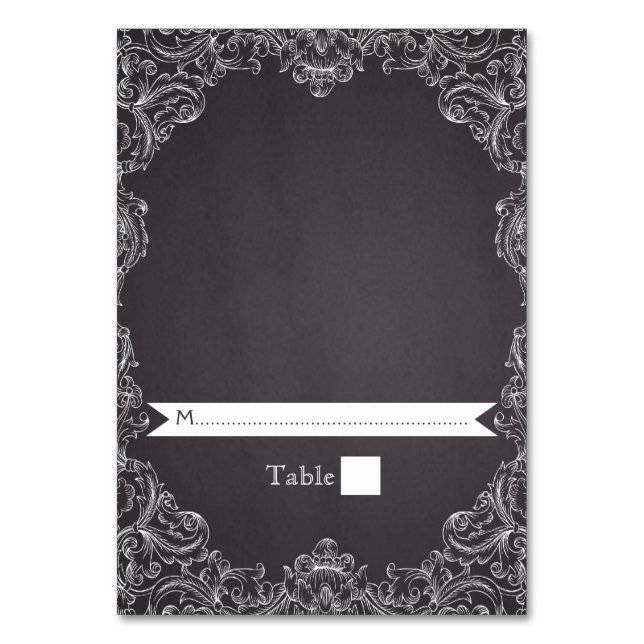 Vintage frame & chalkboard wedding place card (Front)