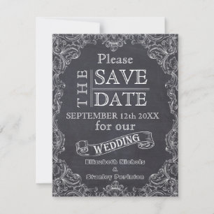 Vintage frame & chalkboard wedding Save the Date