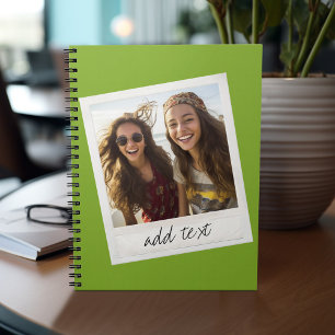 Vintage Frame Custom Photo Lime Green Notebook